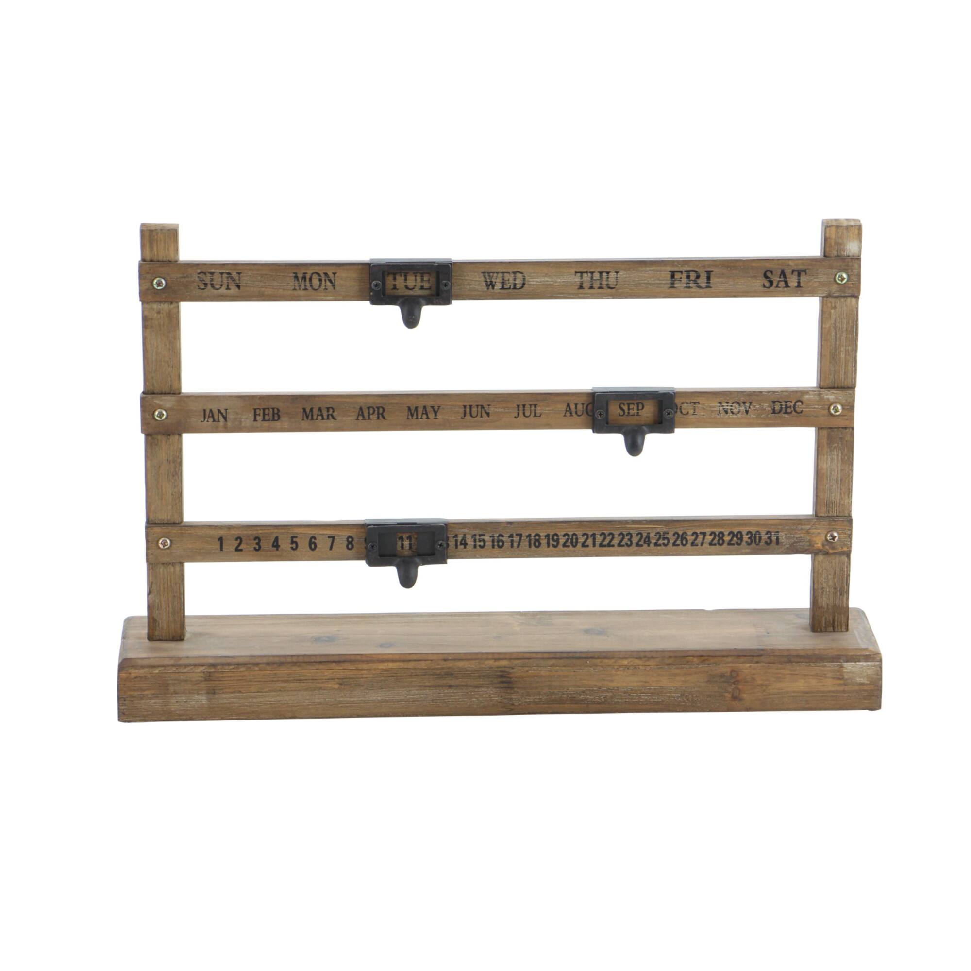 Brown Wood Farmhouse Wall Calendar, 14" x 22" x 4"